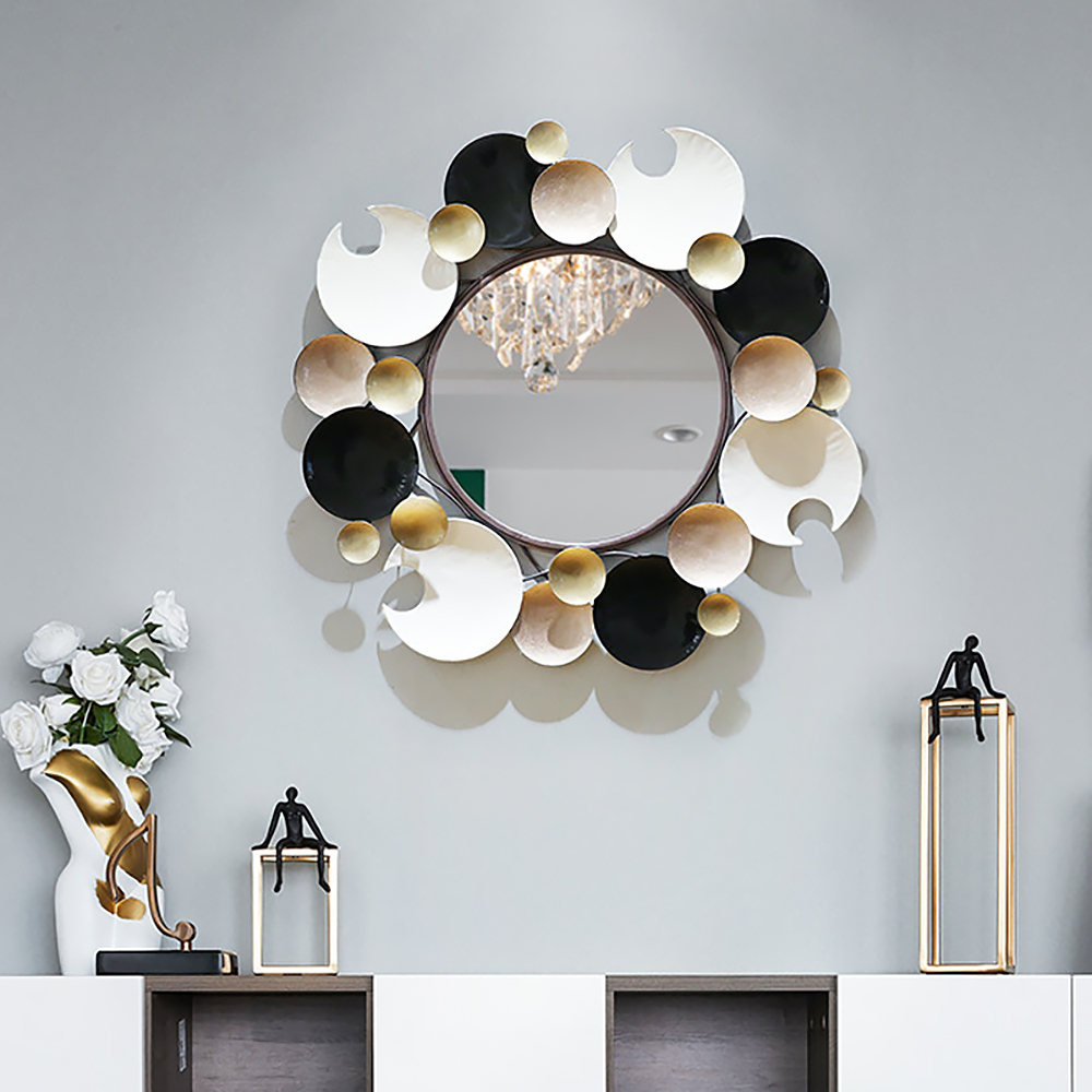 Image of Modern 3D Round Plates Overlapping Metal Wall Mirror