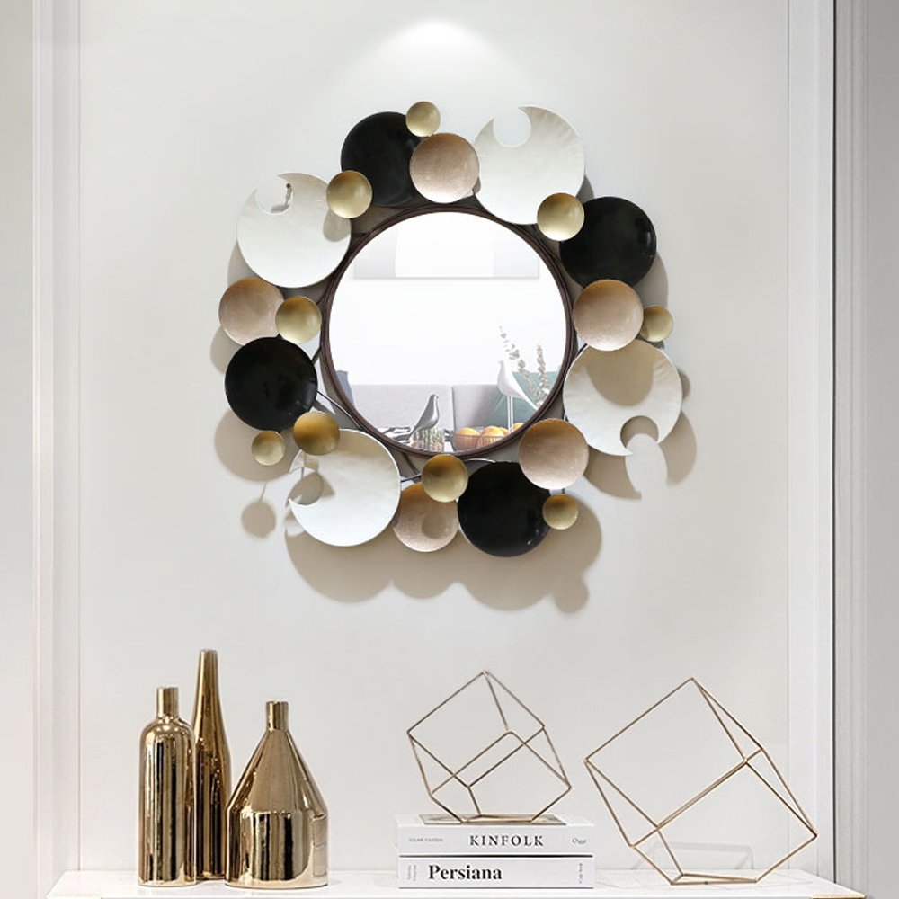 Modern 3D Round Plates Overlapping Metal Wall Mirror