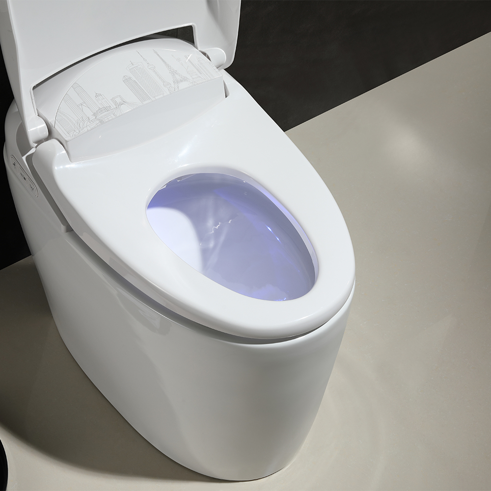 Smart One Piece Floor Mounted Toilet And Bidet Foot Induction And Automatic Flushing With Seat