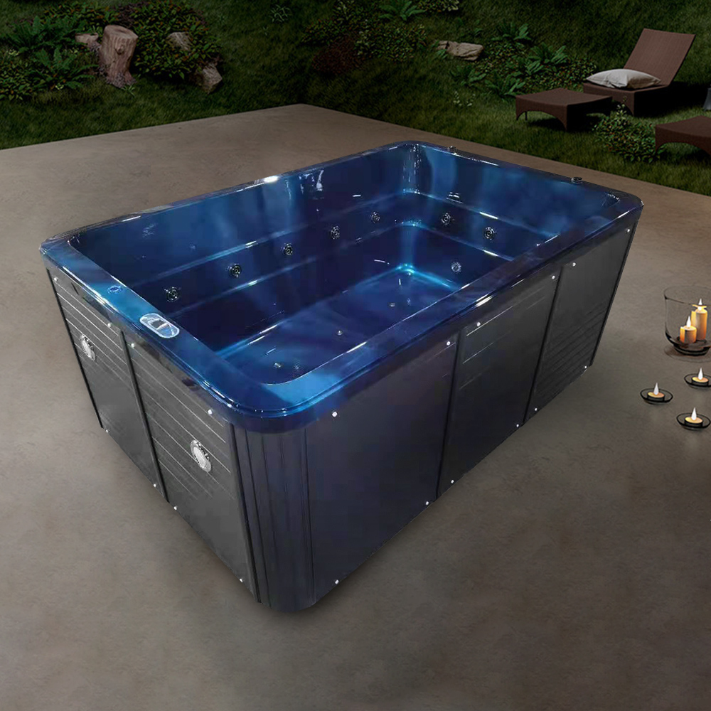 118" Outdoor Spa 24-Jet Acrylic Hot Tub with Waterfall Up to 8-Person