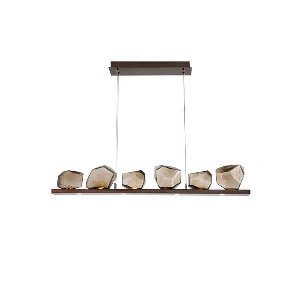 Unique 6-Light Linear Kitchen Island Light with Geometric Shades