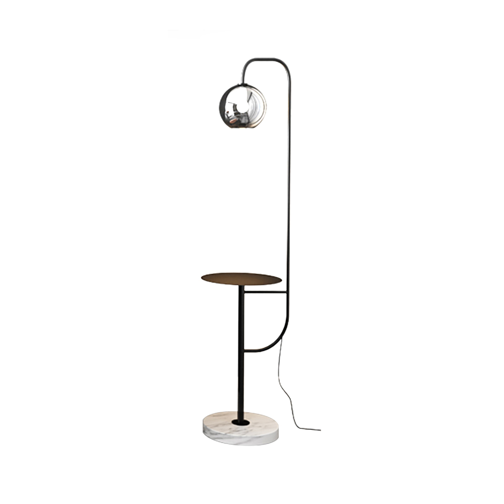 Minimalist Tray Table Floor Lamp Black Standing Lamp with Metal Base ...