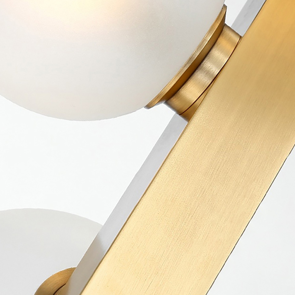 White Globe Shade 12-Light Linear Island Light in Gold