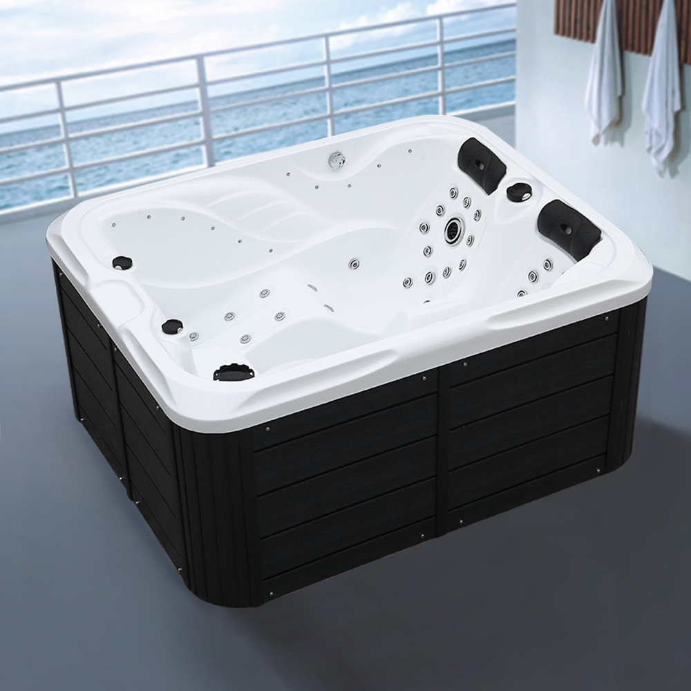 79" 56-Jet 3-Person Acrylic Outdoor Spa Massage Hot Tub with 2 Seats & 1 Lounger