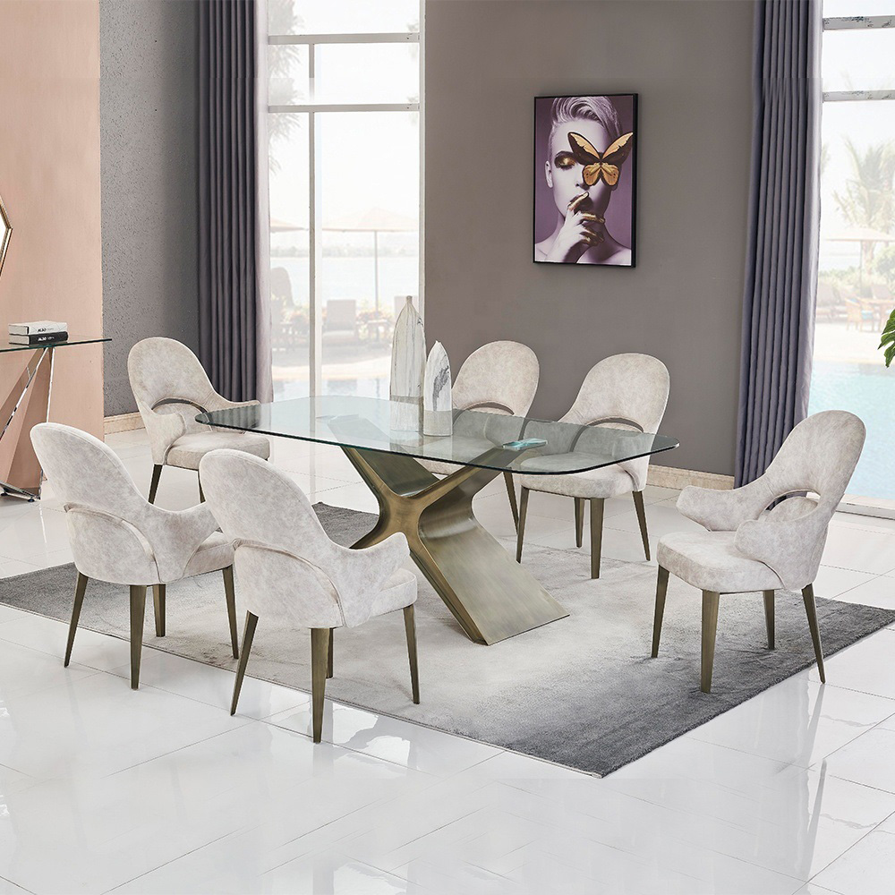 79" Minimalist Tempered Glass Top Rectangle Dining Table