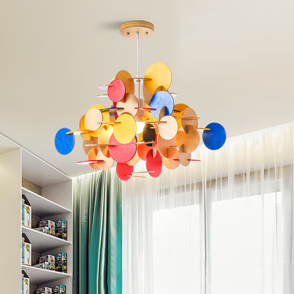 

Modern Wooden 1 Light Pendant Light in Multi-color with Adjustable Cable