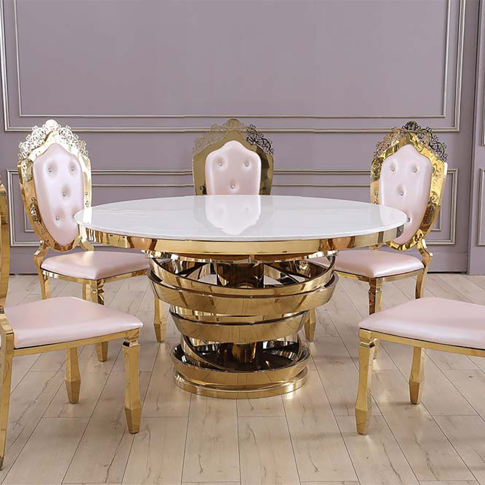 1600mm Contemporary Round Dining Table in Gold