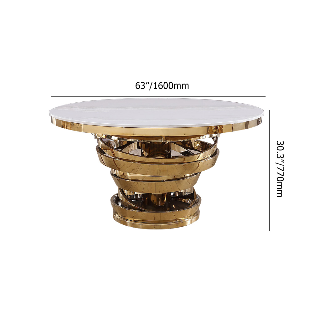 1600mm Contemporary Round Dining Table in Gold