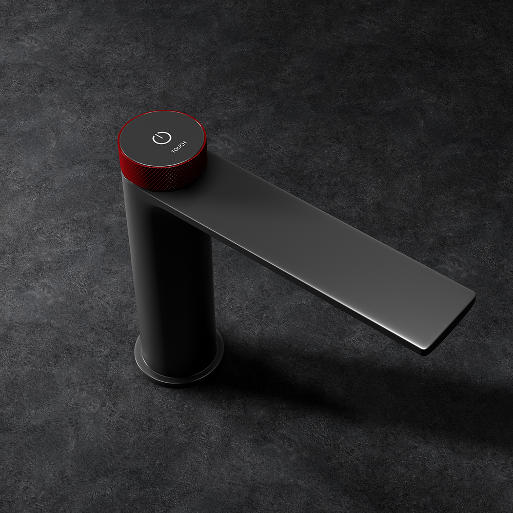 

Simple and Modern Design Single Hole Bathroom Sink Faucet in Gray & Red