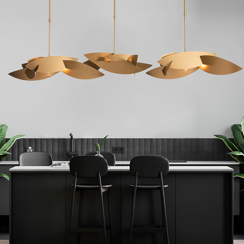 

Postmodern LED Kitchen Island Light in Gold with Adjustable Hanging Rod