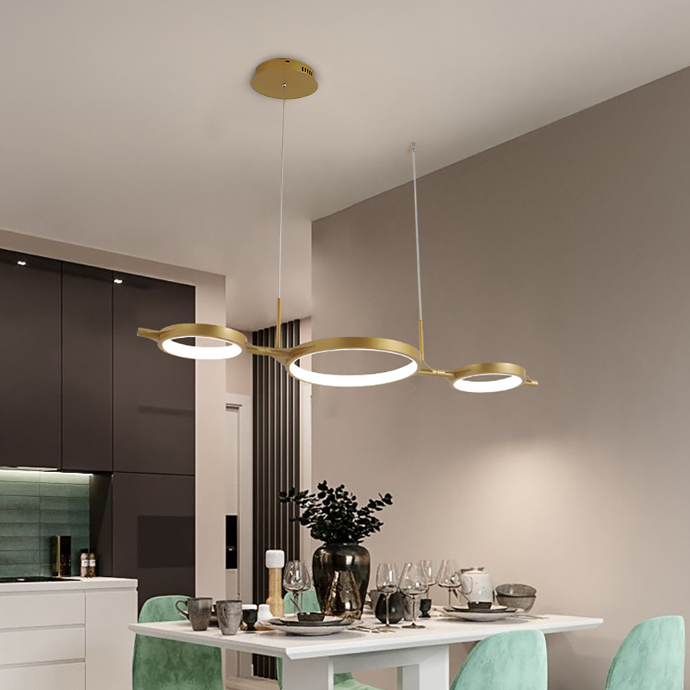 

Contemporary LED Kitchen Island Light Round Pendant Light in Gold