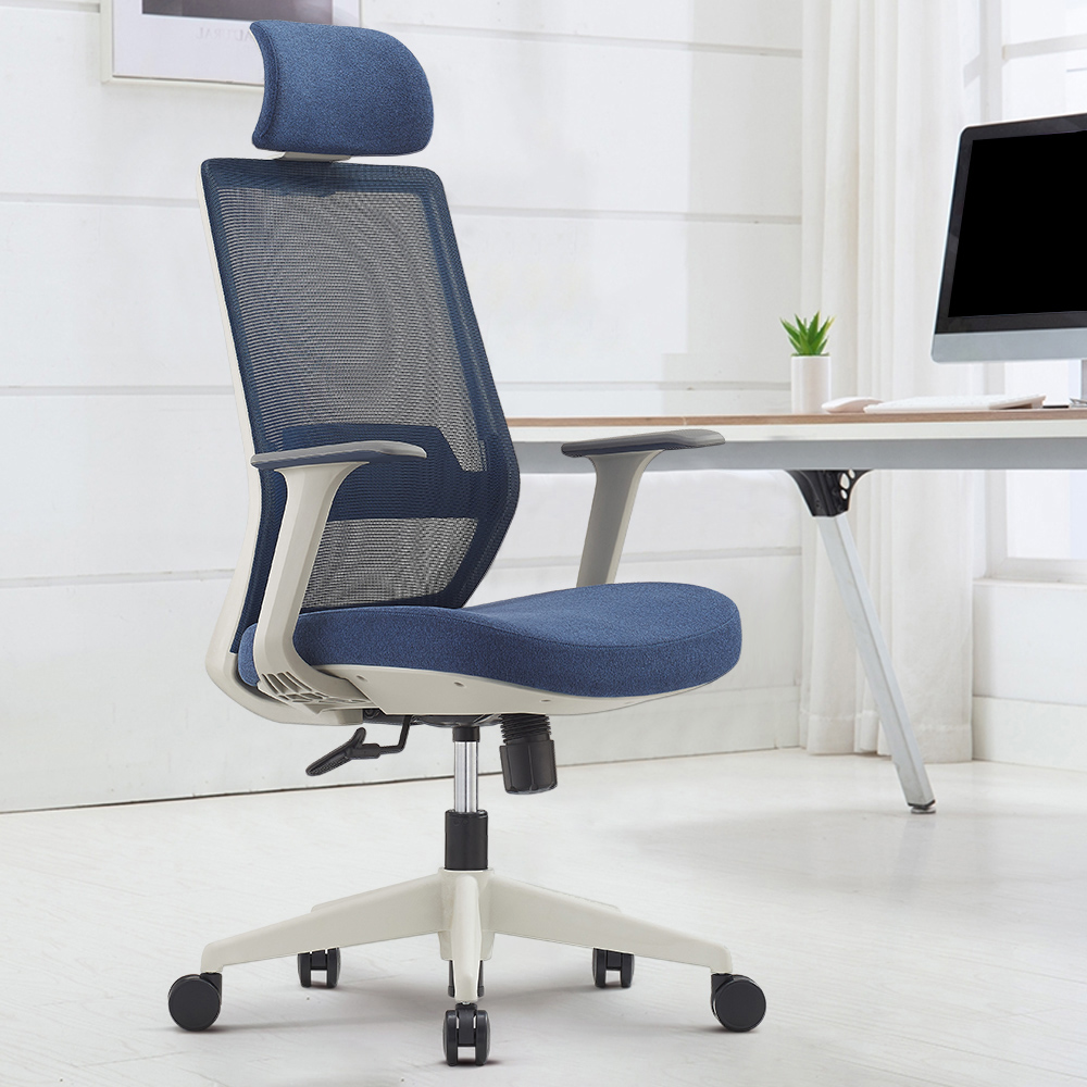 

Minimalist Blue Breathable Office Chair Upholstered Adjustable Height