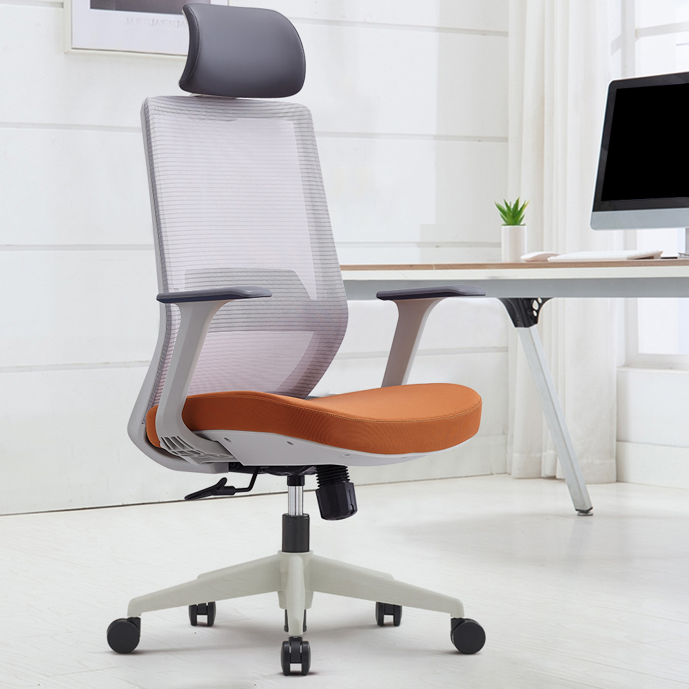 

Minimalist Orange Breathable Office Chair Upholstered Adjustable Height