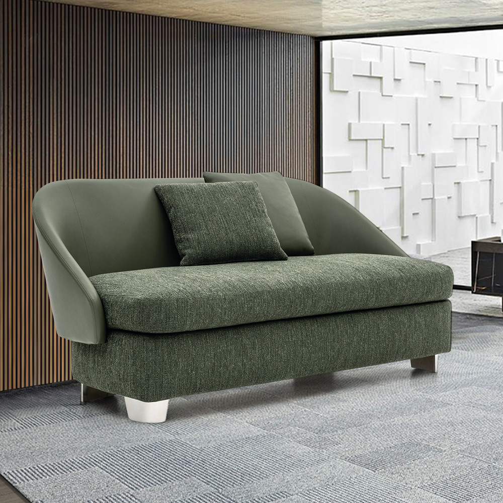 

Modern Green Faux-leather Upholstered Sofa with Stainless Steel Base