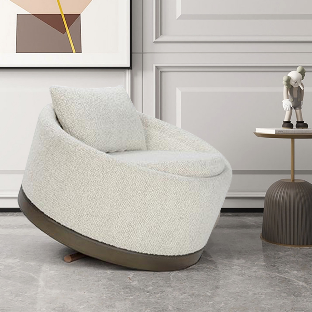 

Modern Beige Linen Upholstered Accent Chair with Stainless Steel Legs