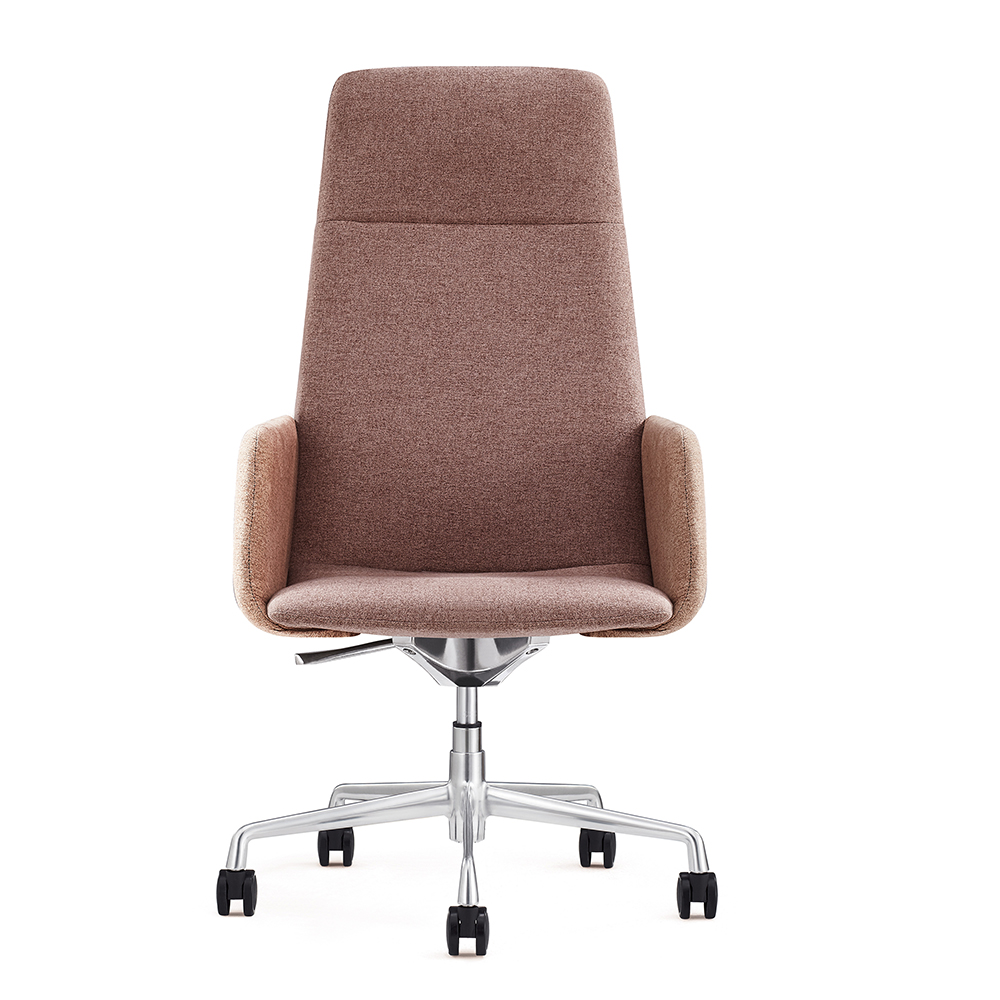 Minimalist Light Coffee Executive Office Chair with Swivel & Adjustable Height