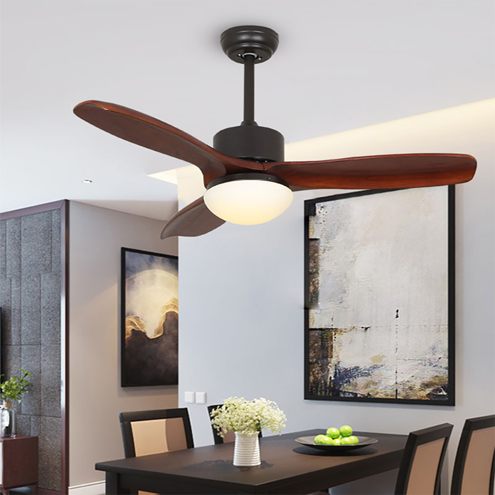 Image of 42" 3-Blade Ceiling Fan and Light Kit Included Solid Wood Blades & Remote
