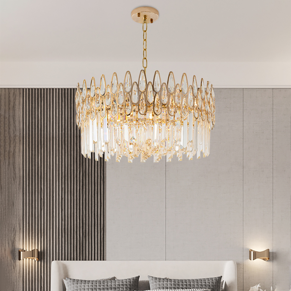 Ketose Modern Gold 6-Light Crystal Chandelier with Adjustable Chain