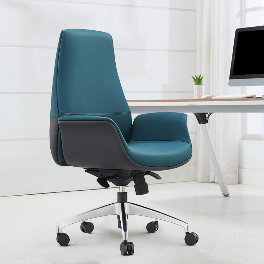 

Blue & Gray Home Office Chair with Solid Back Swivel & Adjustable Height