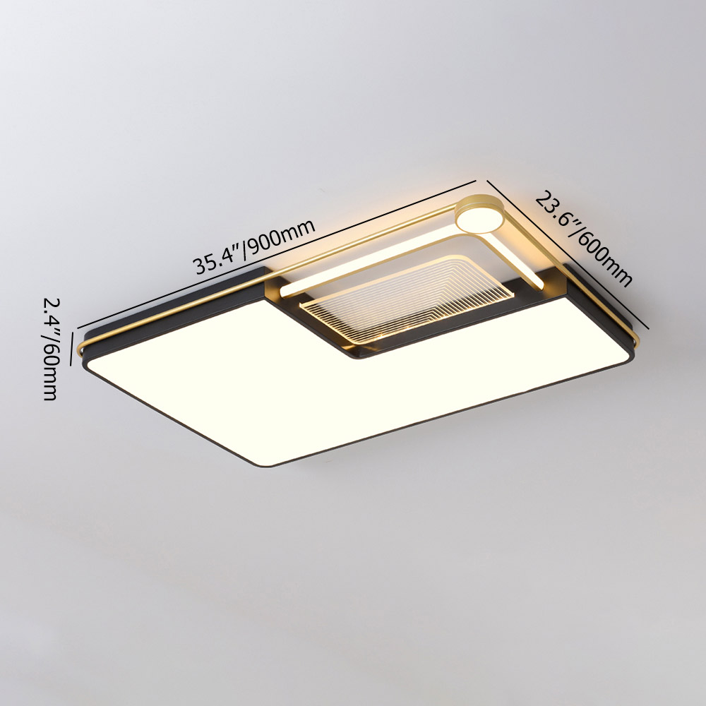 

Modern Rectangle White & Gold & Black LED Flush Ceiling Mount Light