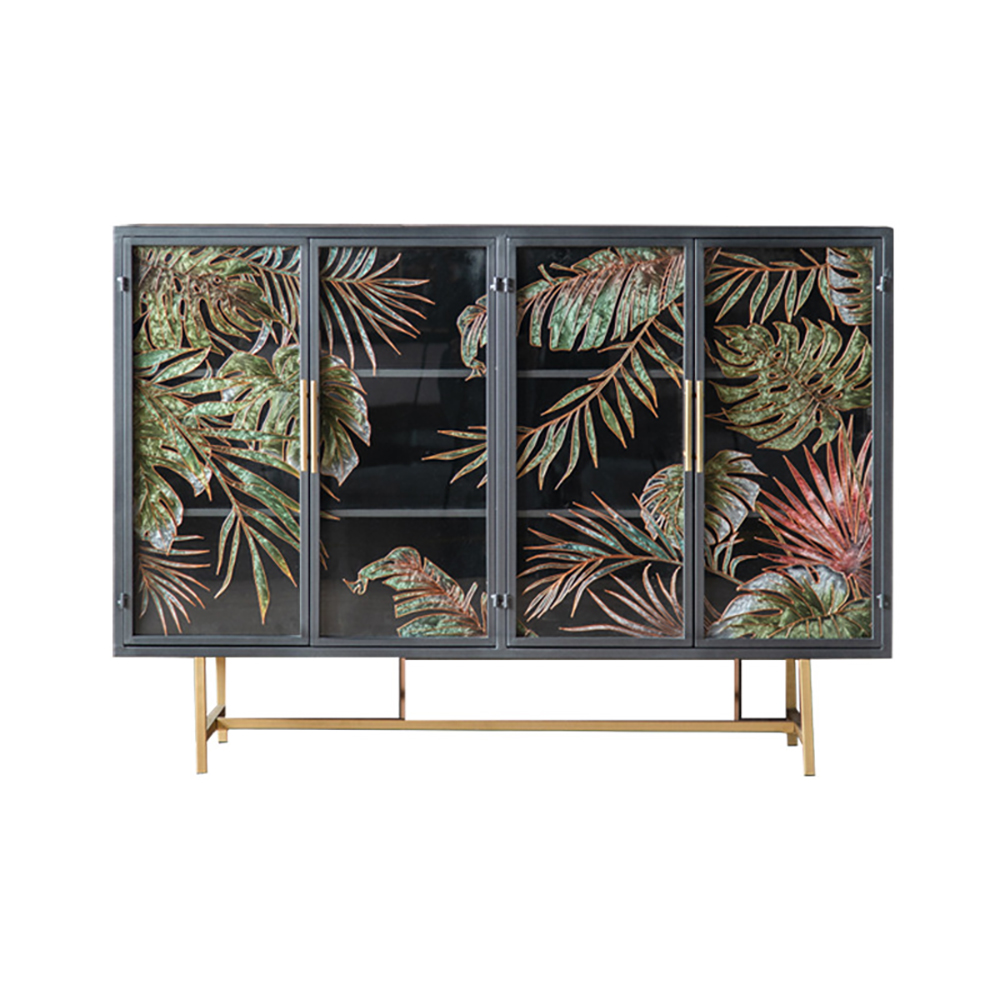 1350mm Modern Painted Sideboard Buffet with Glass Doors and Shelves