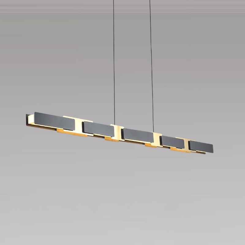 Black & Gold Modern Linear LED Kitchen Island Light