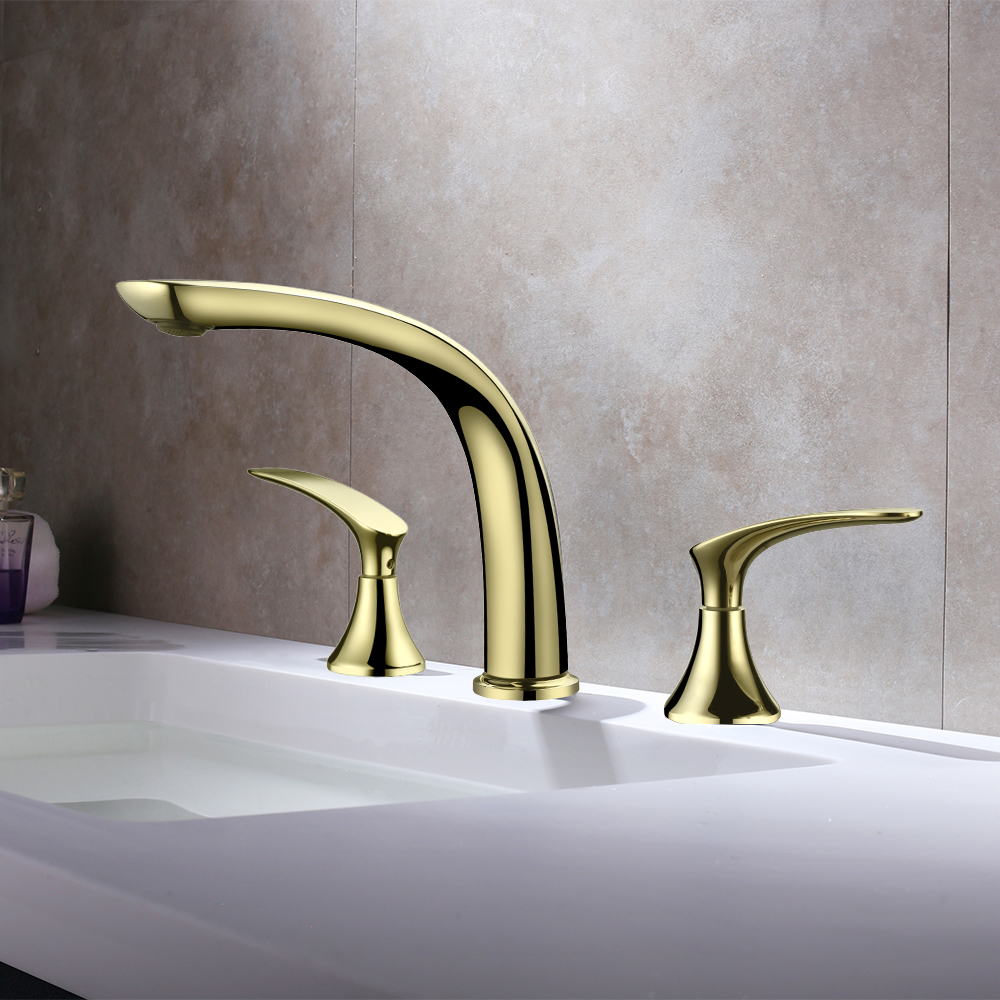 

Aerated Spout Widespread Bathroom Sink Faucet Solid Brass