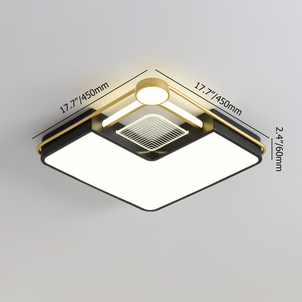 

Modern Square White & Gold & Black LED Flush Ceiling Mount Light