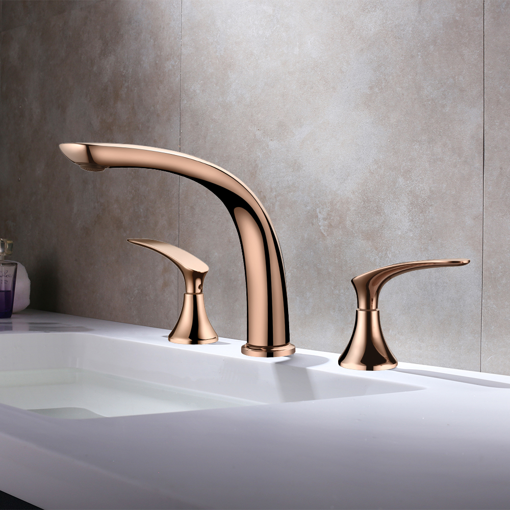 

Aerated Spout Widespread Bathroom Sink Faucet Solid Brass