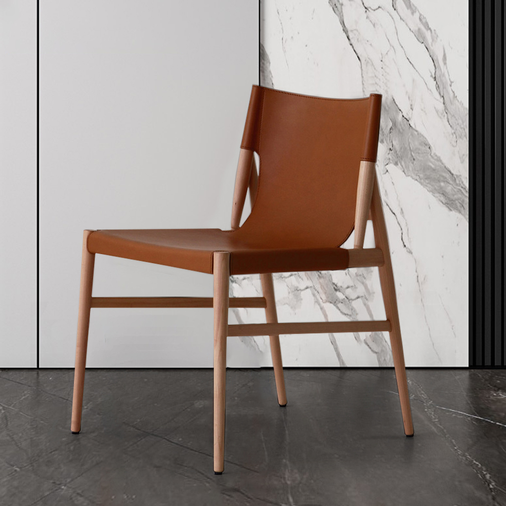 

Modern Brown Upholstered Solid Wood Dining Chair Set of 2