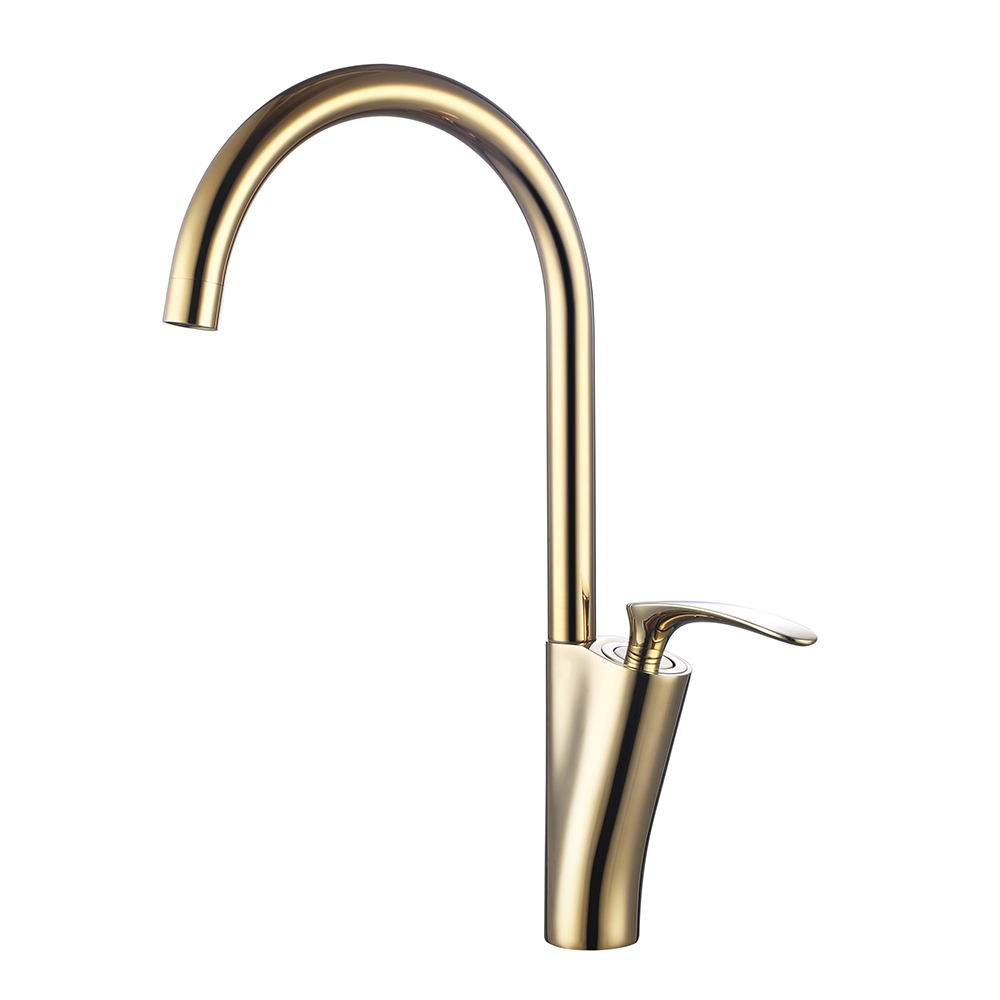 Single Lever Handle Kitchen Tap Mono Gold Solid Brass