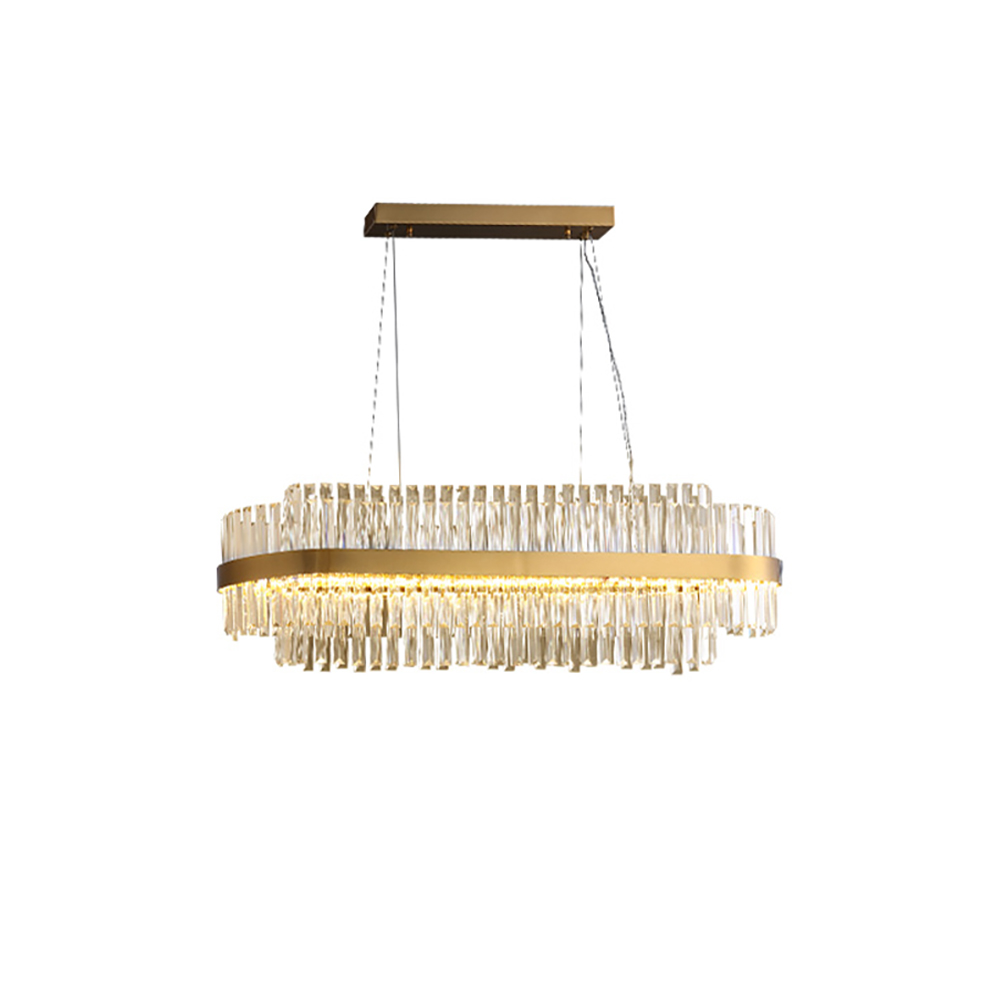 Modern Crystal LED Kitchen Island Light in Brass with Adjustable Cables