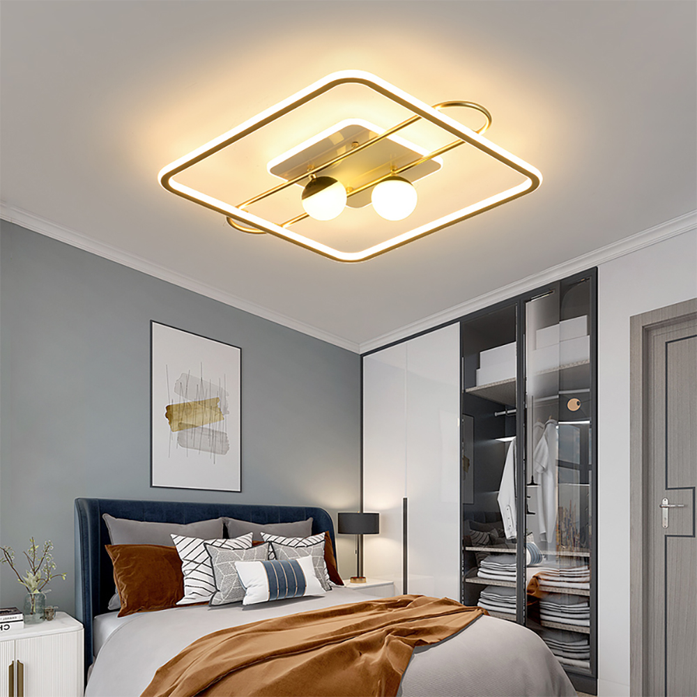 

Modern White & Gold & Black Square Flush Ceiling Mount Light