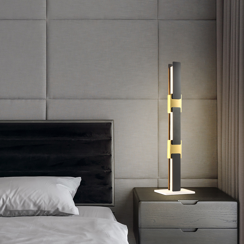 

Modern Black & Gold LED Column Table Lamp for Bedroom & Living Room
