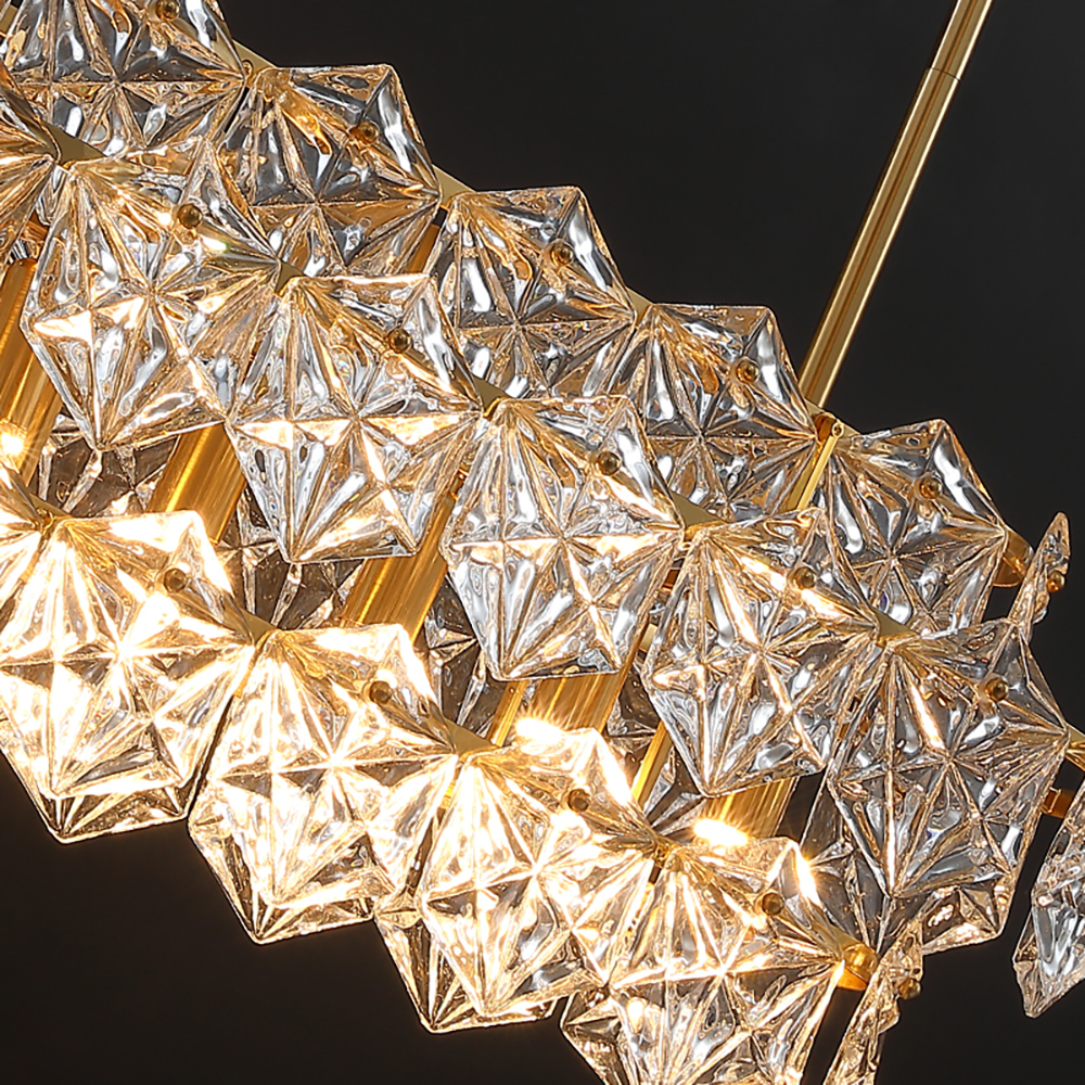 

Modern Tiered Glass 12-Light Chandelier with Adjustable Hanging Rod