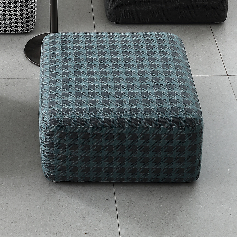 

Retro Cotton and Linen Ottoman Footstool with Solid Wood Frame