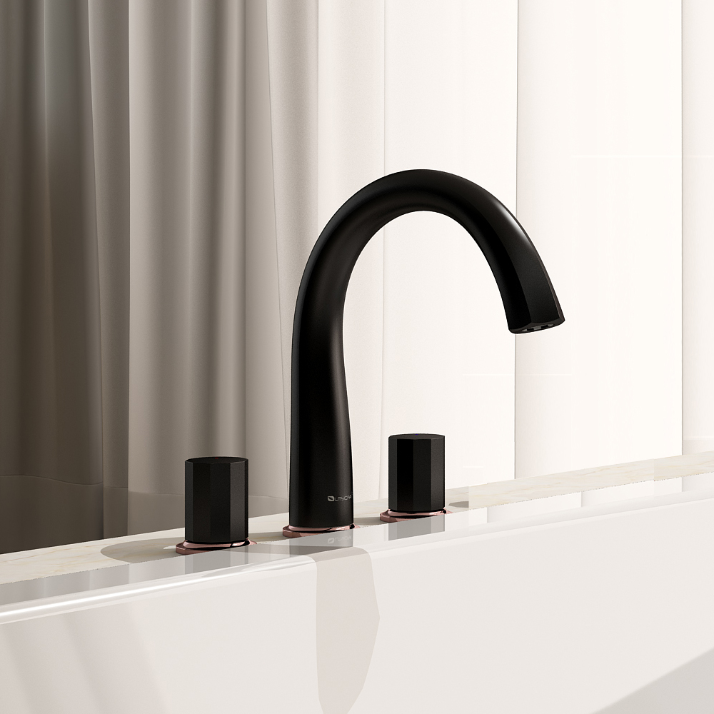 

Black & Rose Gold Bathtub Faucet Solid Brass Double Knobs