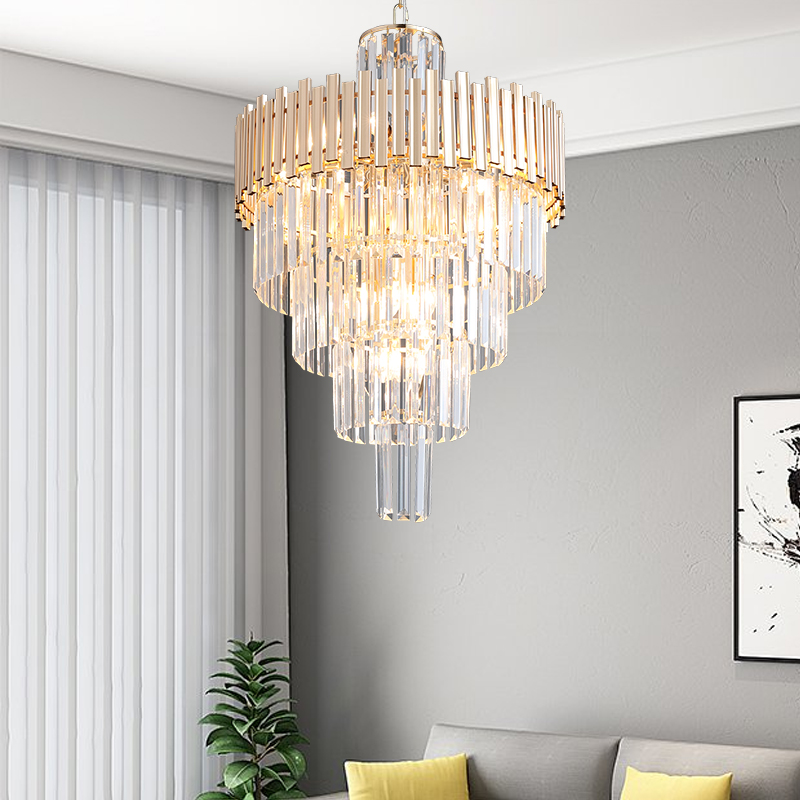Tierizo Modern Tapered Tiered Crystal Chandelier 12-Light in Gold