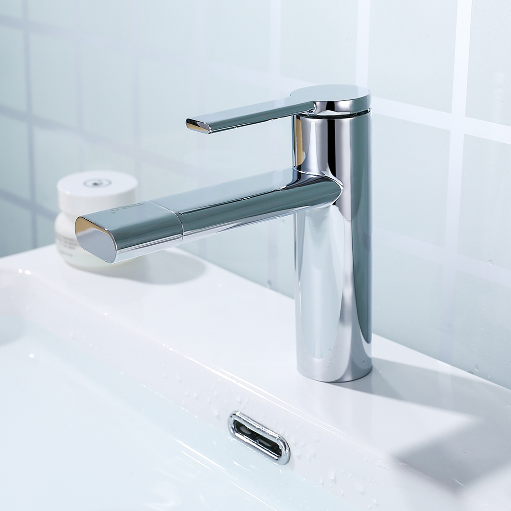 

360° Rotate Spout Brass Bathroom Sink Faucet Single Handle in Chrome