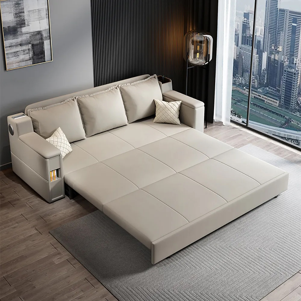 2100mm Convertible Bed Full Sleeper Sofa Leath-aire Upholstered Storage Sofa