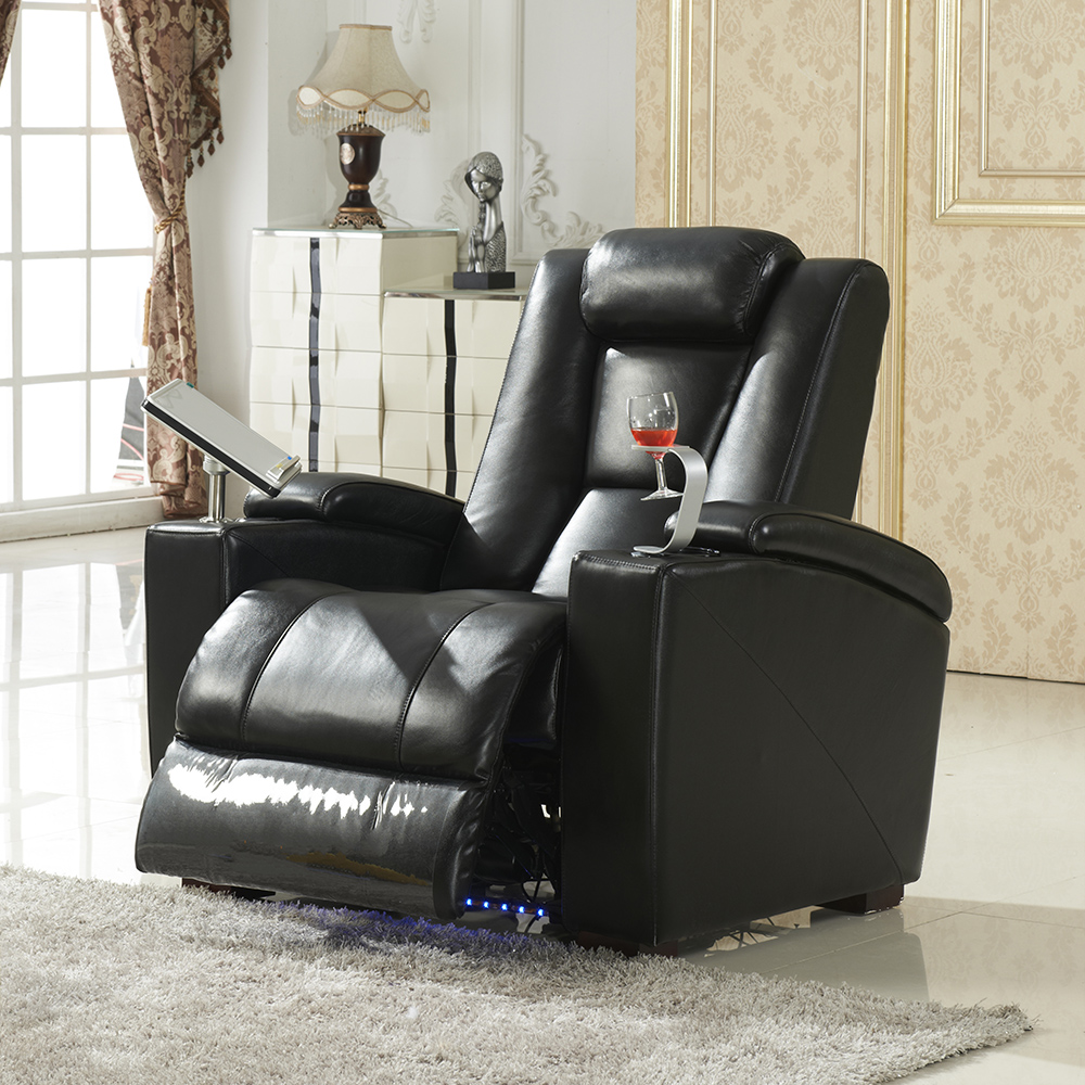 

Classic Black Faux Leather Glider Recliner Cushioned High-back Individual Chair