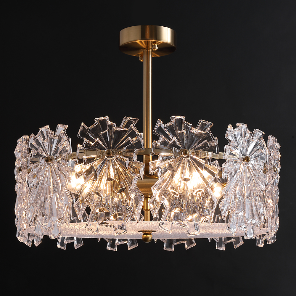 

Modern 4-Light Snowflake Glass Semi-Flush Mount Lighting