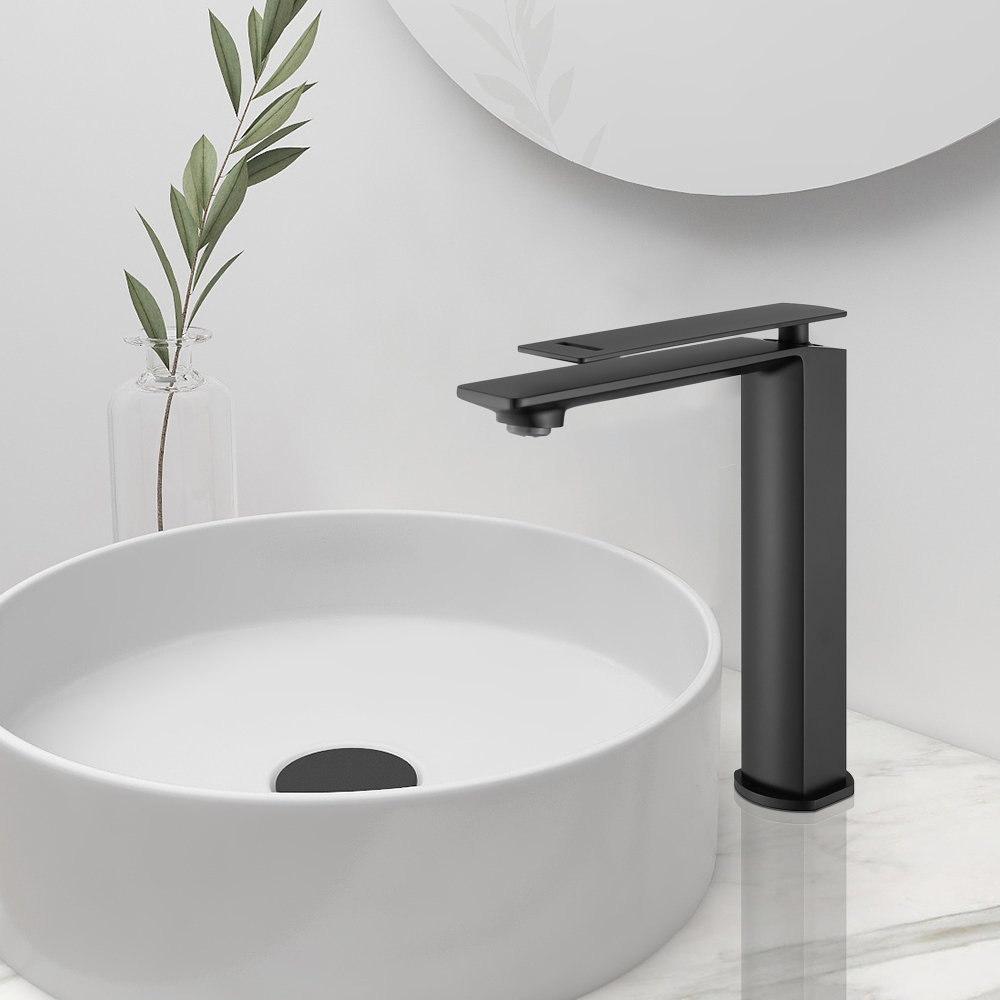 

Single Hole Bathroom Sink Faucet Single Handle Solid Brass in Black