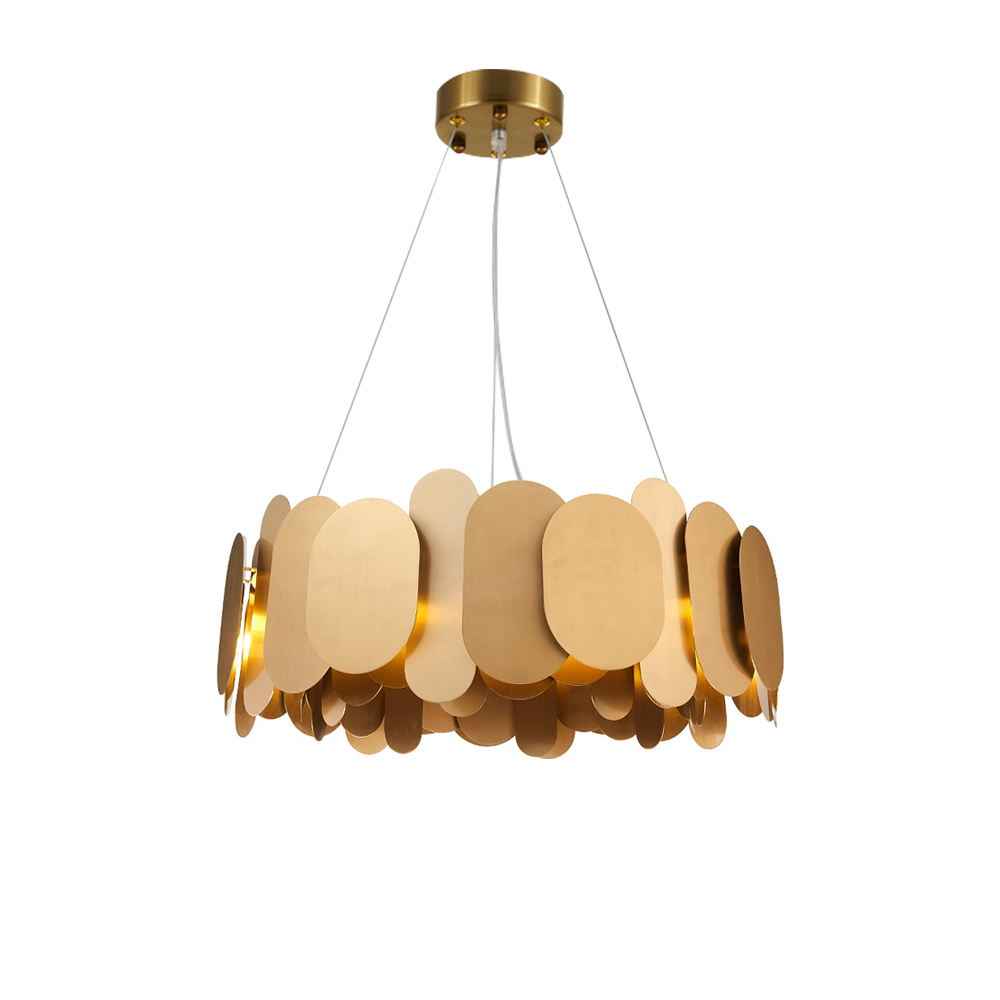

Postmodern Round 12-Light Gold Flake Chandelier with Adjustable Cable