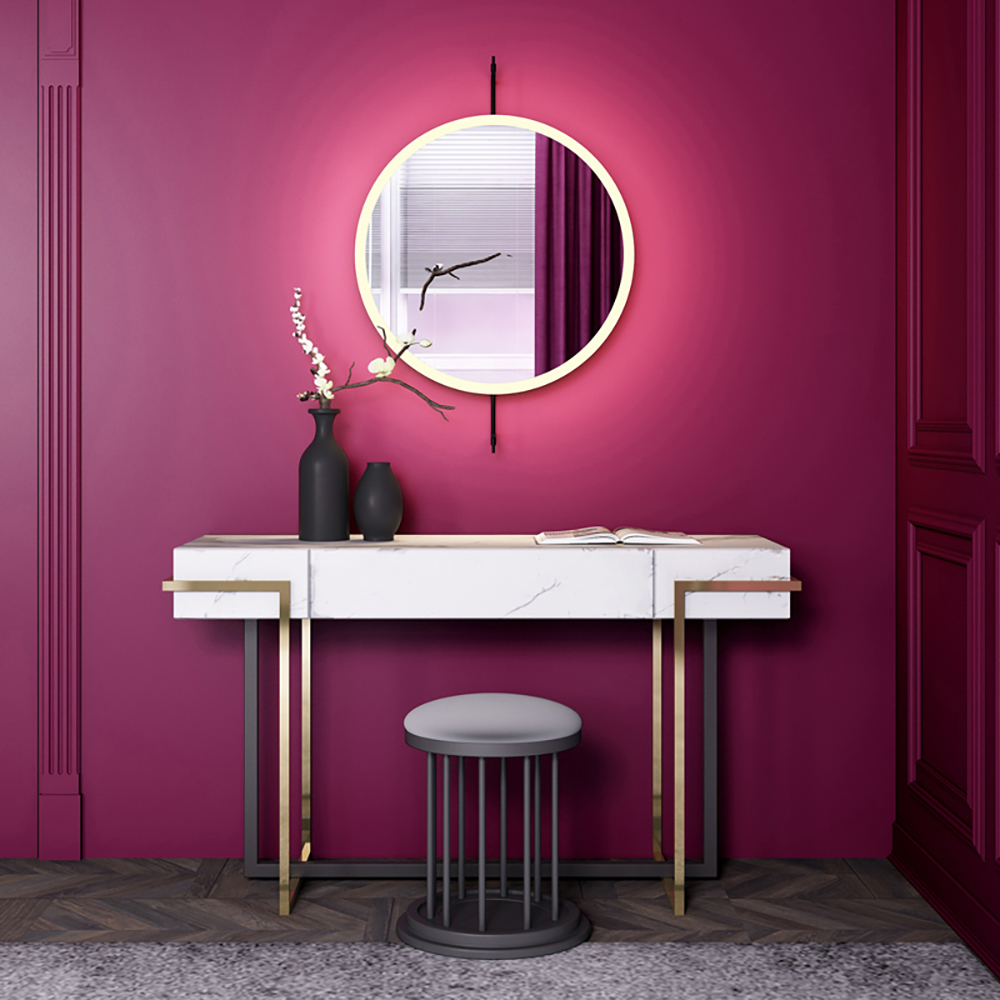 Juego de tocador de maquillaje de piedra blanca nórdica con cajón y