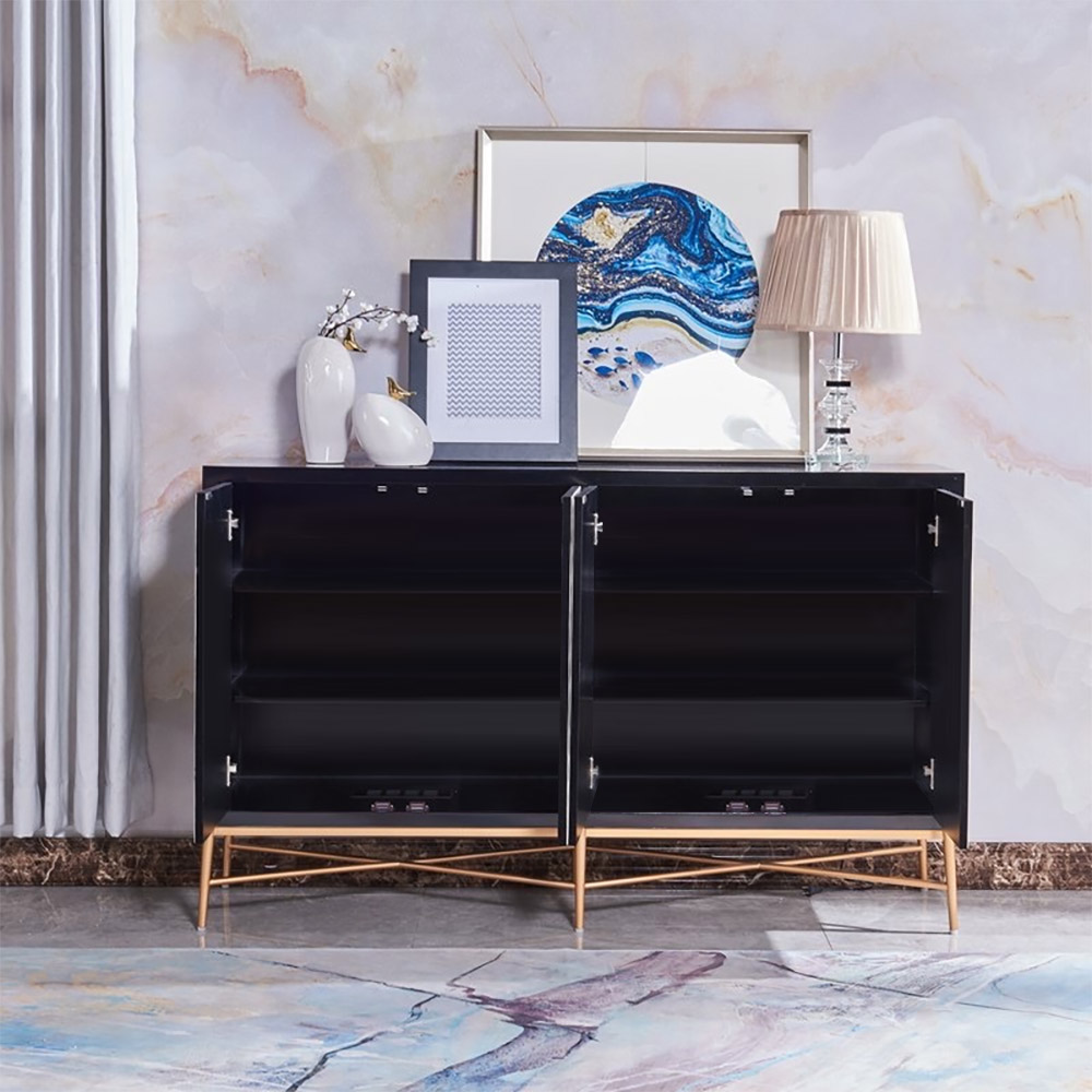 1500mm Modern Sideboard Buffet White Natural Shell Surface Doors & Drawers & Shelves