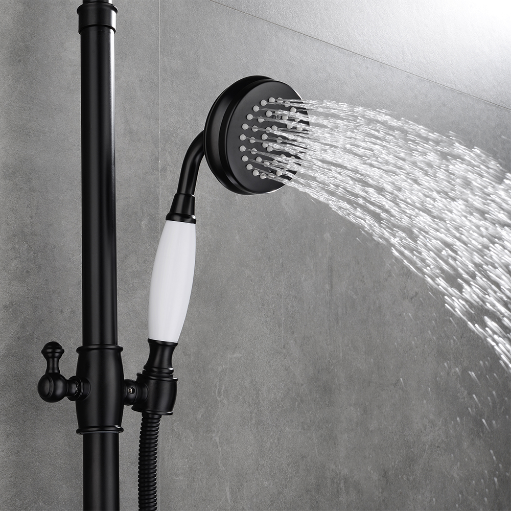 Industrial Style Wall-mounted 230mm Shower Set 2-function in Black