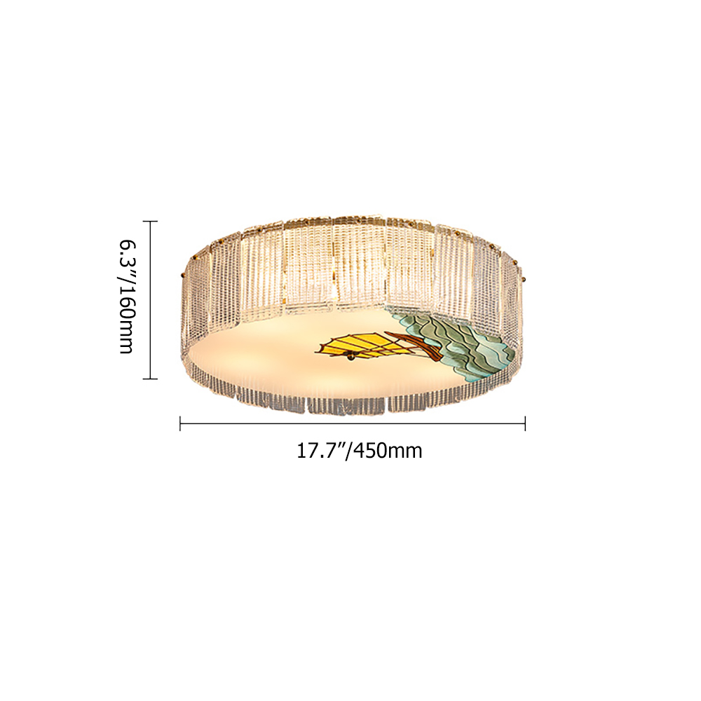 

Postmodern 8-Light Round Glass Enamel Flush Mount Light