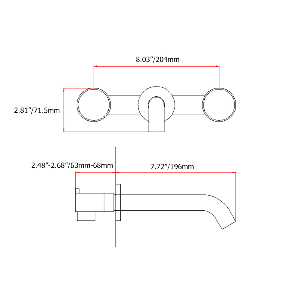 Brass Wallmounted Double Knobs Bathroom Sink FaucetHomary