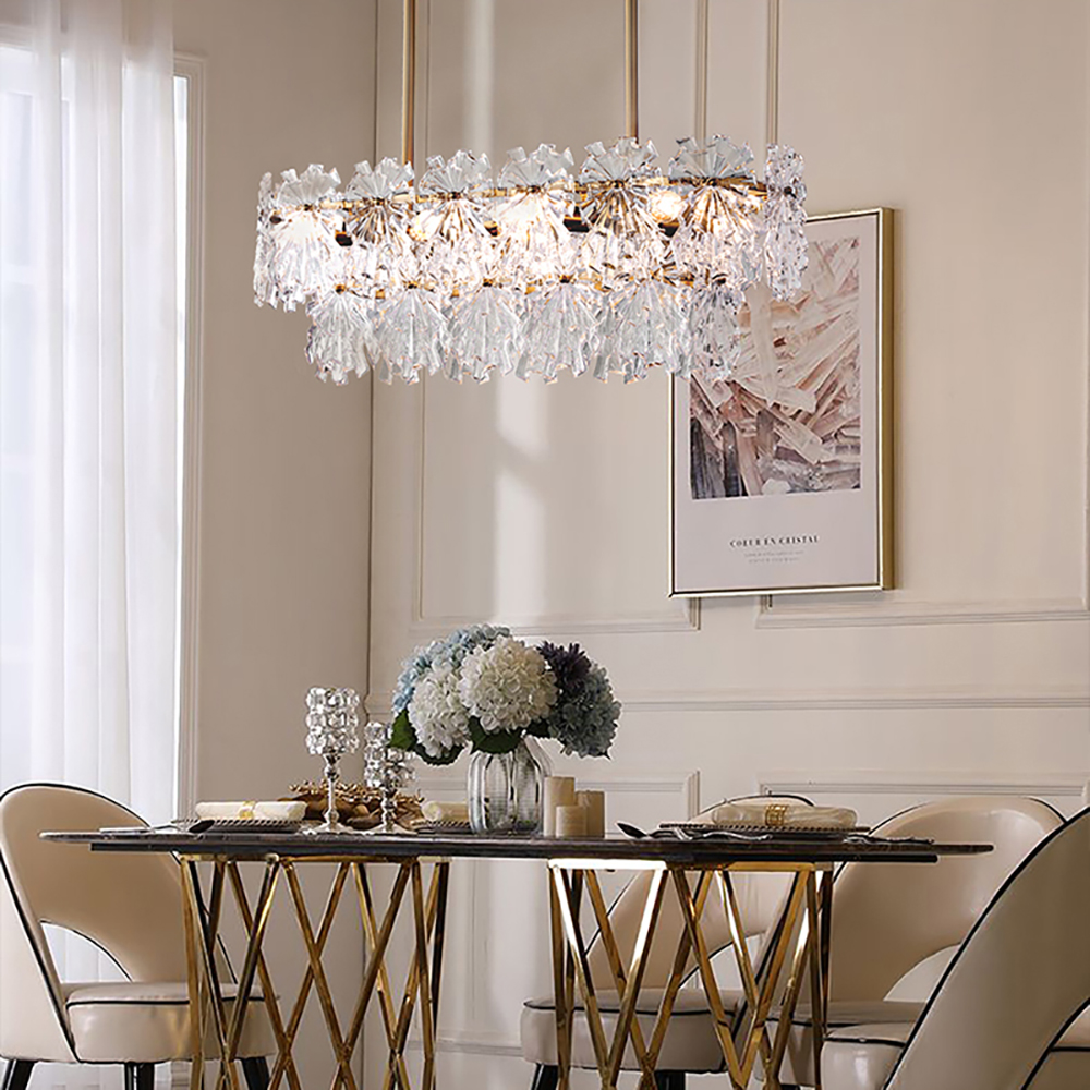 

Modern Oval Snowflake Tiered Glass Kitchen Island Lighting
